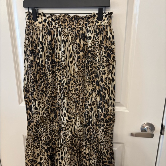 Cheetah print maxi pleated paper bag waist long skirt size L - Picture 7 of 9